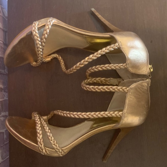 🔴Rose Gold “Alexa” Braided Strappy Heels - Picture 7 of 16